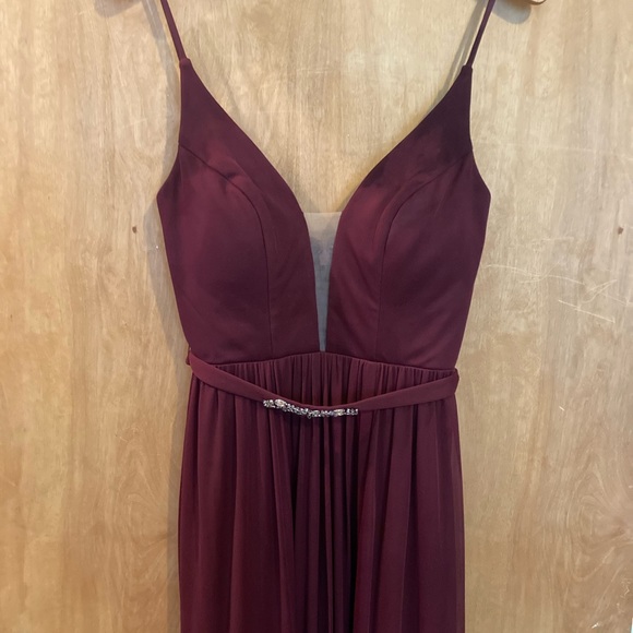 Azazie Leah Dress, Cabernet - Picture 3 of 5